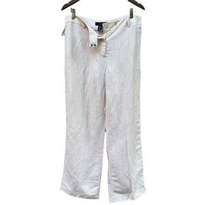 Jones wear linen blend light pink striped straight pants size 14 NWT